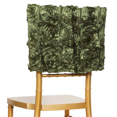 16inch Olive Green Satin Rosette Chiavari Chair Caps, Chair Back Covers