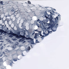 54inch x 4Yards | Dusty Blue Payette Sequin Fabric Roll with Mesh Fabric Base