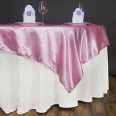 60'' | Pink Square Overlay | Lily Embossed Satin Table Overlays