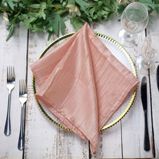 5 Pack | Dusty Rose Accordion Crinkle Taffeta Cloth Dinner Napkins | 20x20Inch#whtbkgd