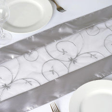 Table Runner Embroider - Silver