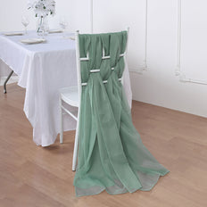 5 Pack | 22x78 inches Sage Green DIY Premium Designer Chiffon Chair Sashes