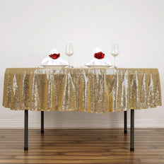 90inch Champagne Premium Sequin Round Tablecloth