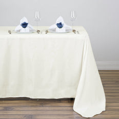 54x96Inch Ivory Polyester Rectangle Tablecloth, Reusable Linen Tablecloth
