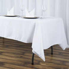 60x102" White 220 GSM Seamless Premium Polyester Rectangular Tablecloth
