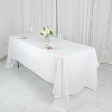 60"x126" White Polyester Rectangular Tablecloth