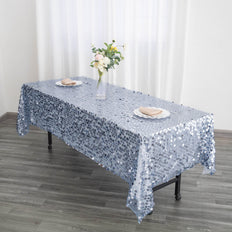 60inch x 102inch Big Payette Dusty Blue Sequin Rectangle Tablecloth