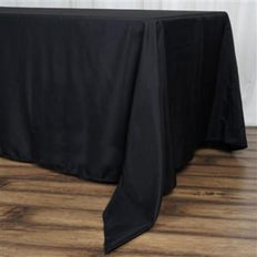 72x120" Black 220 GSM Seamless Premium Polyester Rectangular Tablecloth