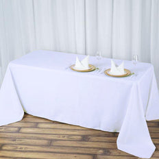 90x132 White Seamless Premium Polyester Rectangular Tablecloth