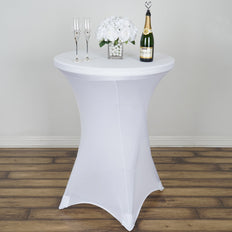 Cocktail Spandex Table Cover - White