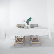 60x102 White Linen Rectangular Tablecloth |  Slubby Textured Wrinkle Resistant Tablecloth
