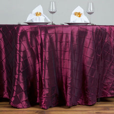 120" Burgundy Pintuck Round Tablecloth