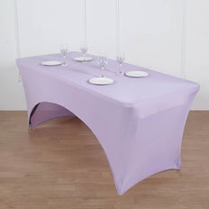 6ft Lavender Rectangular Spandex Stretch Fitted Tablecloth