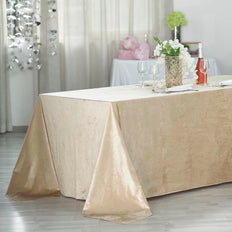 90inch x156inch Champagne Premium Velvet Rectangle Tablecloth, Reusable Linen